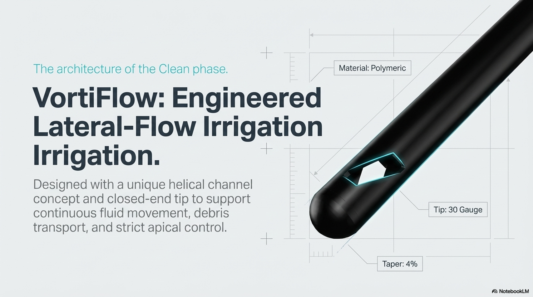 Technical CAD render of the VortiFlow irrigation needle